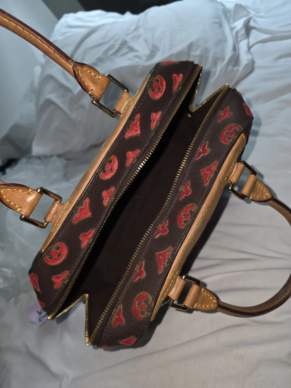 Limited Edition Louis Vuitton Rouge Monogram Tuffetage Deauville Cube Bag